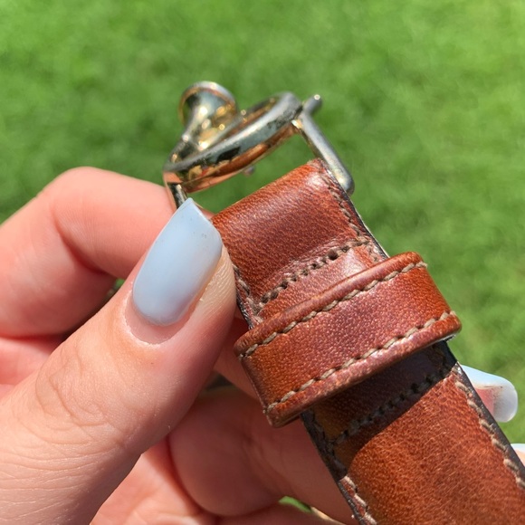 Vintage French Horn Buckle Leather Belt - Picture 3 of 16